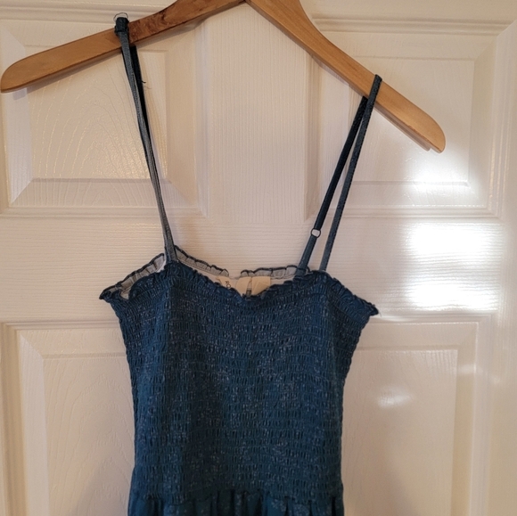 Roxy Jumpsuit Sz Small Smocked Straight Wide Leg Ditzy Floral Bohemian Beachy - Picture 5 of 12